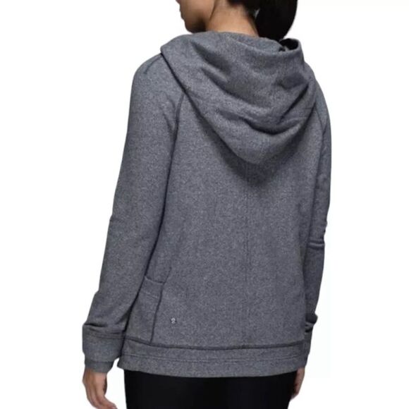 Lululemon Find Your Centre Wrap Jacket Heathered Speckled Black Hooded Sz 6 EUC - Picture 2 of 12